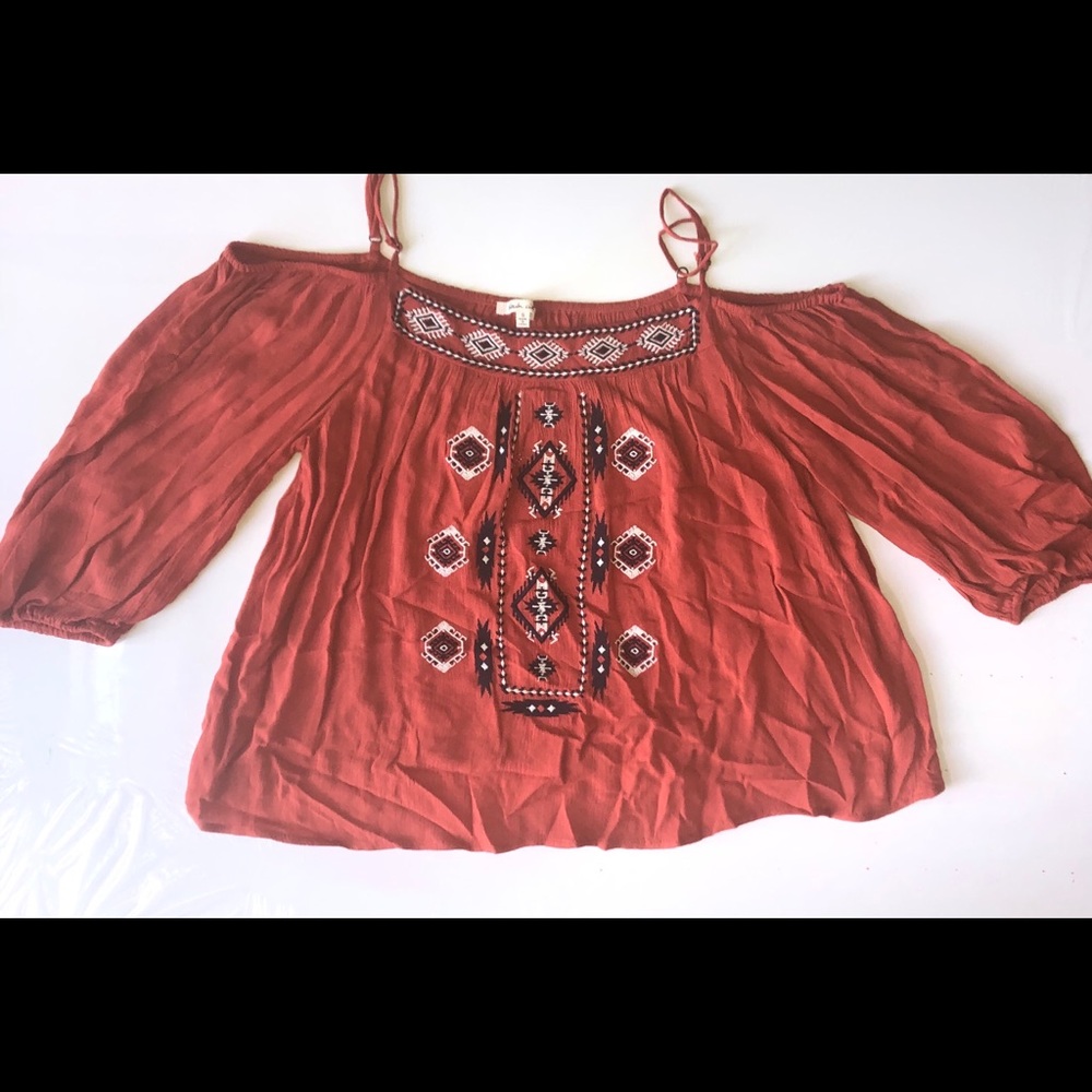Burnt Orange Off the Shoulder Top